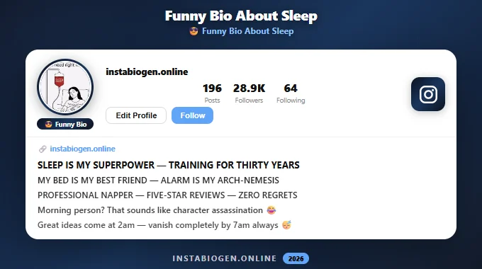 Funny Instagram Bios About Sleep